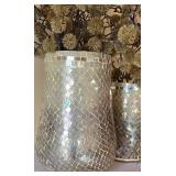 LR - Mosaic Mirror Vases - 9.75in & 12in tall with Faux Foliage (Lot of 2)