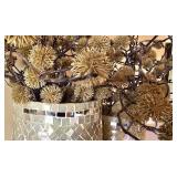 LR - Mosaic Mirror Vases - 9.75in & 12in tall with Faux Foliage (Lot of 2)