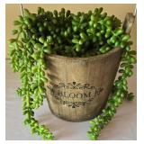 LR - Wood Jardiniere Vase Set - Grand Jardin des FLEURS w/ Faux Florals & Green Pitcher