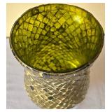 LR - Wood Jardiniere Vase Set - Grand Jardin des FLEURS w/ Faux Florals & Green Pitcher