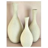 LR - Vases - Cream Hammered Glass Set of 3