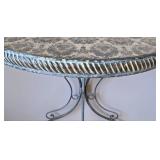 LR - Wrought Iron Half-Moon Console Table, Distressed Patina