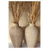 LR - Woven Ceramic Vases with Dried Foliage (2) & Planters with Faux Foliage (2)