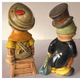 LR - Walt Disney Ceramic Pinocchio & Jiminy Cricket Figures