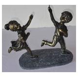 LR - Resin Boy & Girl Kite Flier Sculpture
