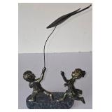 LR - Resin Boy & Girl Kite Flier Sculpture