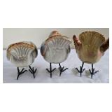 LR - Ceramic Bird Figurines With Metal Legs - Set of 3, 5 Inches Tall