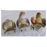 LR - Ceramic Bird Figurines With Metal Legs - Set of 3, 5 Inches Tall