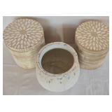 K - Wooden Canisters With Lids Pair and Ceramic Planter