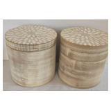 K - Wooden Canisters With Lids Pair and Ceramic Planter