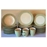 K - Pier 1 Stoneware Antique Floral Dinnerware Set - 12 Dinner Plates, 12 Salad Plates, 11 Bowls, 2 Mugs