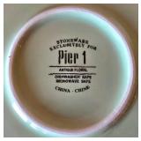 K - Pier 1 Stoneware Antique Floral Dinnerware Set - 12 Dinner Plates, 12 Salad Plates, 11 Bowls, 2 Mugs