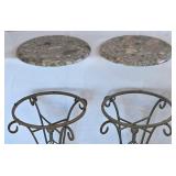 DR - Marble-Topped Metal Plant Stands (Pair)