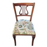 DR - Vintage Wood Chair - Floral Upholstery