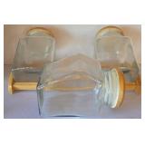 K - Canister Set on Wood Stand with Lids - 3 Canisters + Utensil Crock, Graters & Measuring Cups