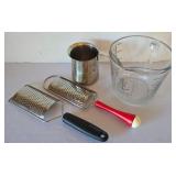 K - Canister Set on Wood Stand with Lids - 3 Canisters + Utensil Crock, Graters & Measuring Cups