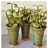 K - Decorative Olive Ceramic Vases & Apothecary Jar (Lot of 6)