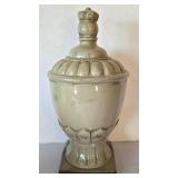 K - Decorative Olive Ceramic Vases & Apothecary Jar (Lot of 6)