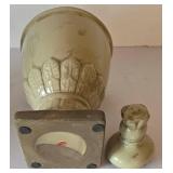 K - Decorative Olive Ceramic Vases & Apothecary Jar (Lot of 6)