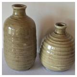 K - Decorative Olive Ceramic Vases & Apothecary Jar (Lot of 6)