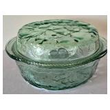 K - Green Glass Covered Casserole Set