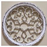 MR - White Metal Wall Shelf, Round Wall Hanging and Wooden Wall Hook Plaque