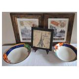 MR - Paris & Rome Venezia Prints Set and Pair of Decorative Bowls