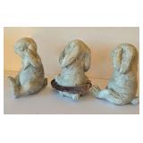 O - Decorative Resin Rabbit Figurines Hear No Evil See No Evil Speak No Evil and Decorative Stools