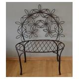 O - Garden Bench - Wrought Iron with Floral Back