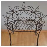O - Garden Bench - Wrought Iron with Floral Back