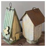 O - Vintage Wood & Tin Birdhouses, Largest 13 in Tall, Gnome & Sign