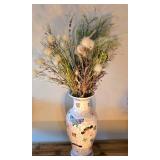 O - Butterfly Vase w/ Faux Foliage & Dish w/ Foliage & Burlap Sunflower Basket
