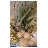 O - Butterfly Vase w/ Faux Foliage & Dish w/ Foliage & Burlap Sunflower Basket