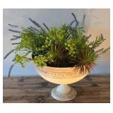 O - Butterfly Vase w/ Faux Foliage & Dish w/ Foliage & Burlap Sunflower Basket