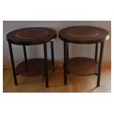 O2 - Pair of Vintage Round End Tables