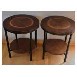 O2 - Pair of Vintage Round End Tables