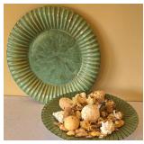 O2 - Green Ceramic Platter & Green Bowl - Decorative Set