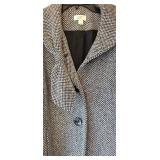 O2 - Ann Taylor Coat - Size 10 Tweed Herringbone, Scarf-Neck Detail
