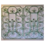 LR - Pair of Wrought Iron Garden Grates  - Green Floral Center