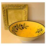DR - Pier 1 Imports Olive Hand-Painted Round Bowl