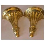 DR - Decorative Crafts Lacquered 4548 Gold Wall Shelves (Pair) & Ornate Corbels with 9x11 Framed Urn Print