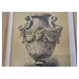 DR - Decorative Crafts Lacquered 4548 Gold Wall Shelves (Pair) & Ornate Corbels with 9x11 Framed Urn Print