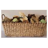 LR - Woven Basket with Natural Decor, Checkered Box & Cross - Rustic Decor Lot