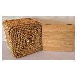 LR - Woven Basket with Natural Decor, Checkered Box & Cross - Rustic Decor Lot