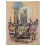 O2 - Lincoln Cathedral - Signed Watercolor Print on Paper, Framed