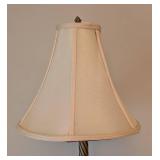 DR - Ornate Vintage Table Lamp with Cream Fabric Shade & Patina Base