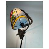 Brass Bronze Metal Hummingbird Painted Stained Glass Style Lamp