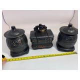 Set of (3) McCoy Pottery Pot Belly Stove Cookie Jars