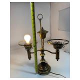 Vintage Brass Double Light Ornate Key Switch Table Accent Lamp Light -Works!