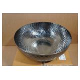 14" Round Hammered Metal Bowl